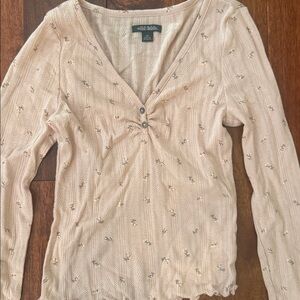 Wild Fable Pink Pointelle Long Sleeve Top